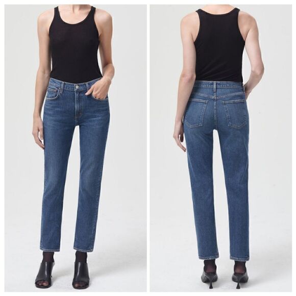 Agolde Merrel Mid Rise Straight Leg Stretch Denim Jeans In Cinema NWT - Picture 3 of 10